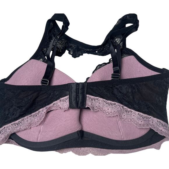 Adore Me Chelsey Lace Underwire Racerback Bra Black Pink 36DD - Picture 2 of 5